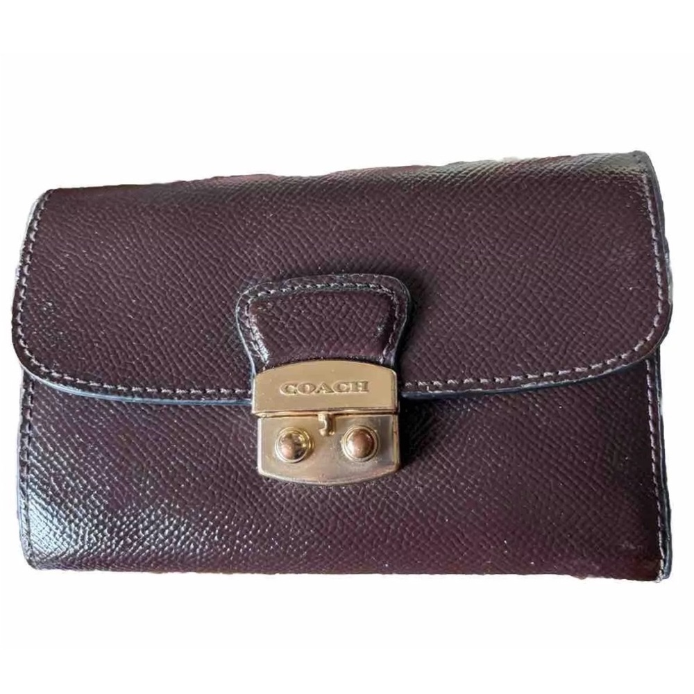 Coach Avary Medium Envelope Wallet F39164 Brown Embossed Leather Clean EPOC Gold